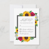Zonnebloem Roos Daisy Autumn Floral Wedding RSVP Kaartje (Voorkant)