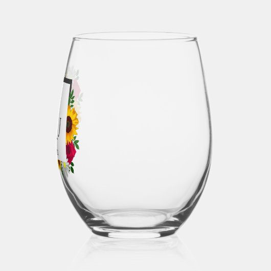 Zonnebloem Roos Daisy Autumn Floral Wedding Wijnglas Zonder Voet (Links)