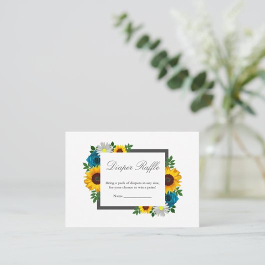 Zonnebloem Roos Daisy Floral Baby shower Informatiekaartje (Staand voorkant)
