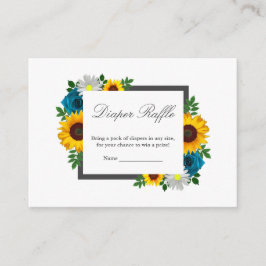 Zonnebloem Roos Daisy Floral Baby shower Informatiekaartje