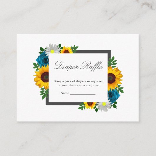 Zonnebloem Roos Daisy Floral Baby shower Informatiekaartje (Voorkant)