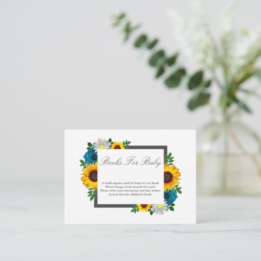 Zonnebloem Roos Daisy Floral Baby shower Informatiekaartje (Staand voorkant)