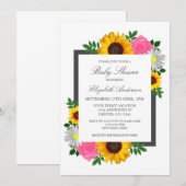 Zonnebloem Roos Daisy Floral Baby shower Kaart (Voorkant / Achterkant)