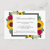 Zonnebloem Roos Daisy Floral Wedding Accommodatie Informatiekaartje (Voorkant)