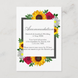 Zonnebloem Roos Daisy Floral Wedding Accommodatie Informatiekaartje