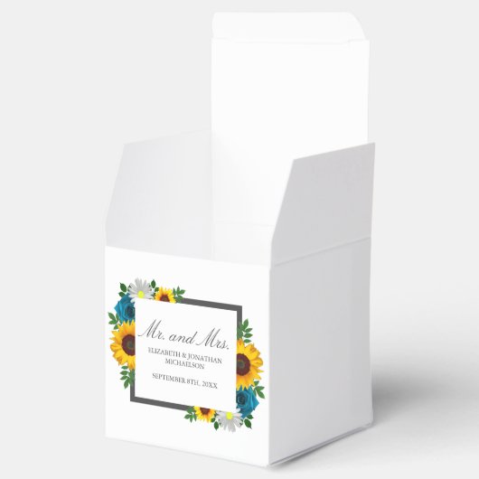 Zonnebloem Roos Daisy Floral Wedding Bedankdoosjes (Geopend)