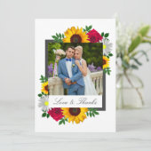 Zonnebloem Roos Daisy Floral Wedding Bedankkaart (Staand voorkant)