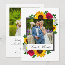 Zonnebloem Roos Daisy Floral Wedding Bedankkaart