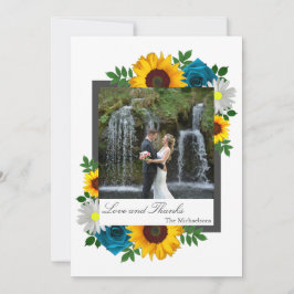 Zonnebloem Roos Daisy Floral Wedding Bedankkaart