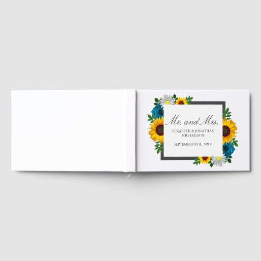 Zonnebloem Roos Daisy Floral Wedding Gastenboek (Volledig)