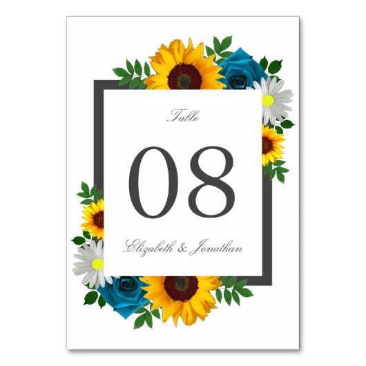 Zonnebloem Roos Daisy Floral Wedding Kaart (Achterkant)