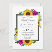 Zonnebloem Roos Daisy Floral Wedding Kaart (Voorkant)