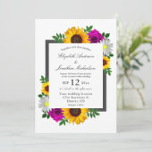 Zonnebloem Roos Daisy Floral Wedding Kaart (Staand voorkant)
