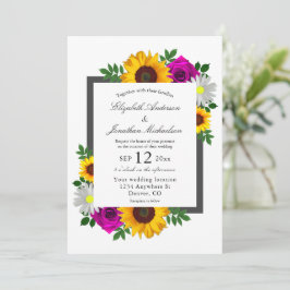 Zonnebloem Roos Daisy Floral Wedding Kaart