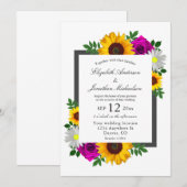 Zonnebloem Roos Daisy Floral Wedding Kaart (Voorkant / Achterkant)