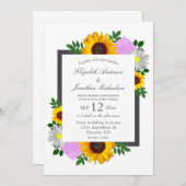Zonnebloem Roos Daisy Floral Wedding Kaart (Voorkant / Achterkant)