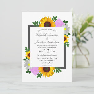 Zonnebloem Roos Daisy Floral Wedding Kaart