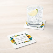 Zonnebloem Roos Daisy Floral Wedding Kartonnen Onderzetters (Insitu)