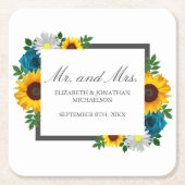 Zonnebloem Roos Daisy Floral Wedding Kartonnen Onderzetters (Voorkant)