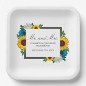 Zonnebloem Roos Daisy Floral Wedding Papieren Bordje (Voorkant)