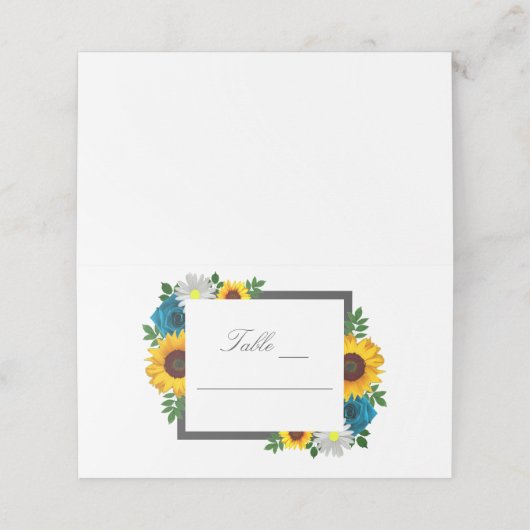 Zonnebloem Roos Daisy Floral Wedding Plaatskaartje (Buitenkant ongevouwen)