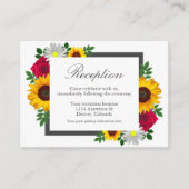 Zonnebloem Roos Daisy Floral Wedding Reception Informatiekaartje (Voorkant)