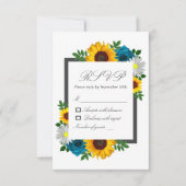 Zonnebloem Roos Daisy Floral Wedding RSVP Kaartje (Voorkant)