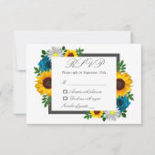 Zonnebloem Roos Daisy Floral Wedding RSVP Kaartje (Voorkant)