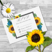 Zonnebloem Roos Daisy Floral Wedding RSVP Kaartje