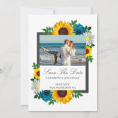 Zonnebloem Roos Daisy Floral Wedding Save The Date (Voorkant)