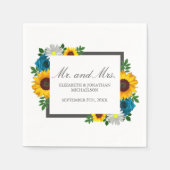 Zonnebloem Roos Daisy Floral Wedding Servet (Voorkant)