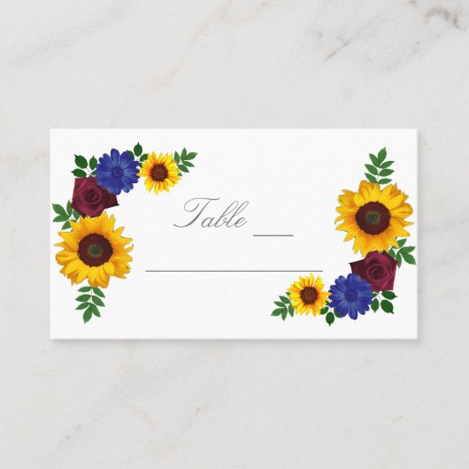 Zonnebloem Roos Floral bruiloft Plaatskaartje (Voorkant)