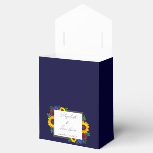 Zonnebloem Roos Floral Wedding Bedankdoosjes (Geopend)