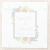 Zonnebloem Roos Floral Wedding Glazen Onderzetter (Achterkant)