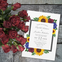Zonnebloem Roos Floral Wedding Kaart