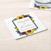 Zonnebloem Roos Floral Wedding Kartonnen Onderzetters (Schuin)