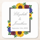 Zonnebloem Roos Floral Wedding Kartonnen Onderzetters (Voorkant)