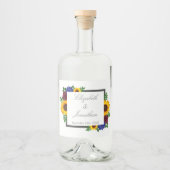 Zonnebloem Roos Floral Wedding Likeurfles Etiket (Voorkant)