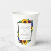 Zonnebloem Roos Floral Wedding Papieren Bekers (Voorkant)