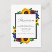 Zonnebloem Roos Floral Wedding Reception Kaart (Voorkant)
