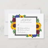Zonnebloem Roos Floral Wedding RSVP Kaart (Voorkant)