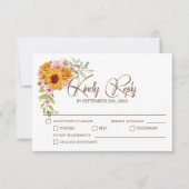 Zonnebloem Roos Floral Wedding RSVP Kaartje (Voorkant)