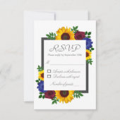 Zonnebloem Roos Floral Wedding RSVP Kaartje (Voorkant)