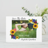 Zonnebloem Roos Floral Wedding Save The Date (Staand voorkant)