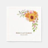 Zonnebloem Roos Floral Wedding Servet (Voorkant)