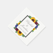 Zonnebloem Roos Floral Wedding Servet (Hoek)