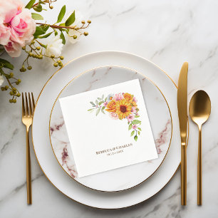 Zonnebloem Roos Floral Wedding Servet