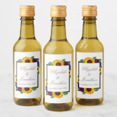 Zonnebloem Roos Floral Wedding Wijn Etiket (Flessen)