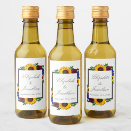 Zonnebloem Roos Floral Wedding Wijn Etiket
