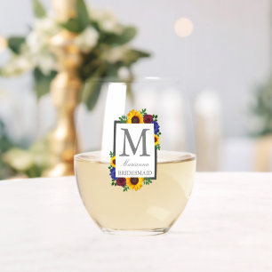 Zonnebloem Roos Floral Wedding Wijnglas Zonder Voet